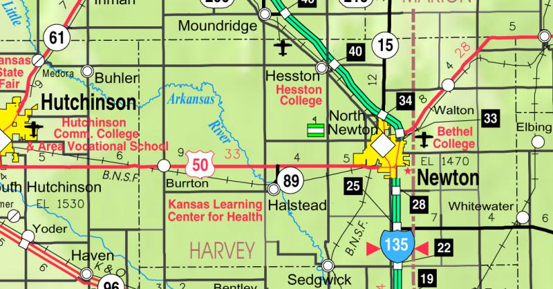  Map of Harvey Co, Ks, U S A
