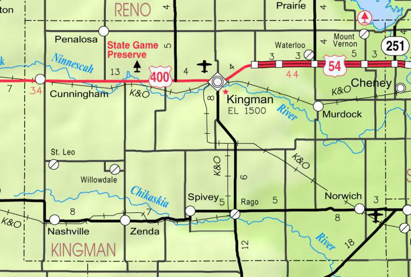  Map of Kingman Co, Ks, U S A