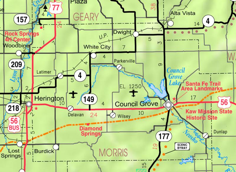  Map of Morris Co, Ks, U S A
