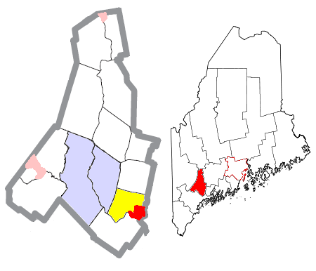  Androscoggin County Maine Incorporated Areas Lisbon and Falls Highlighted