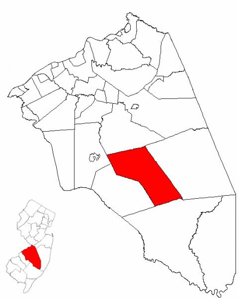  Map of Burlington County highlighting Tabernacle Township