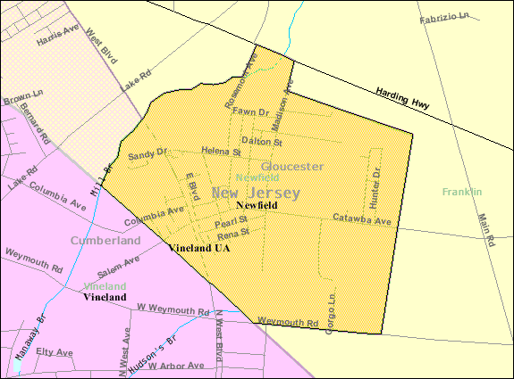  Census Bureau map of Newfield, New Jersey
