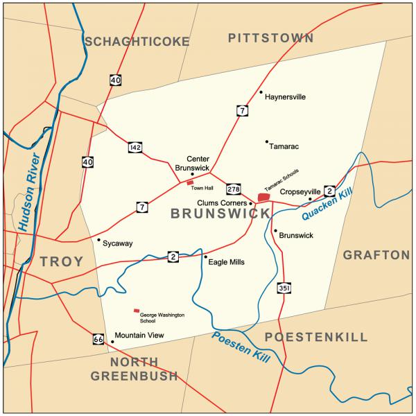  Brunswick New York with hamlets schools and town hall