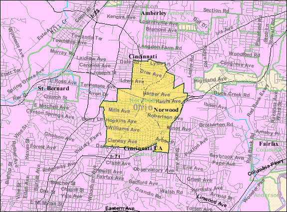  Detailed map of Norwood in Ohio