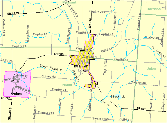  Detailed map of De Graff, Ohio