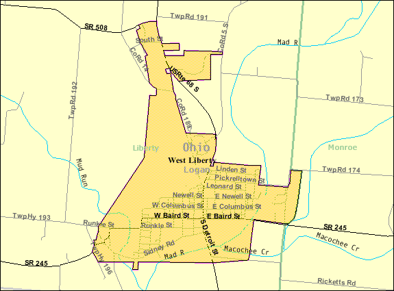 Detailed map of West Liberty, Ohio