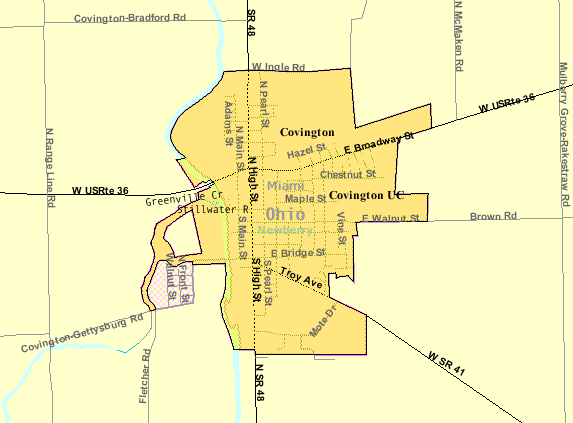  Detailed map of Covington, Ohio