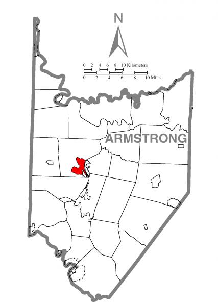  Map of West Hills, Armstrong County, Pennsylvania Highlighted