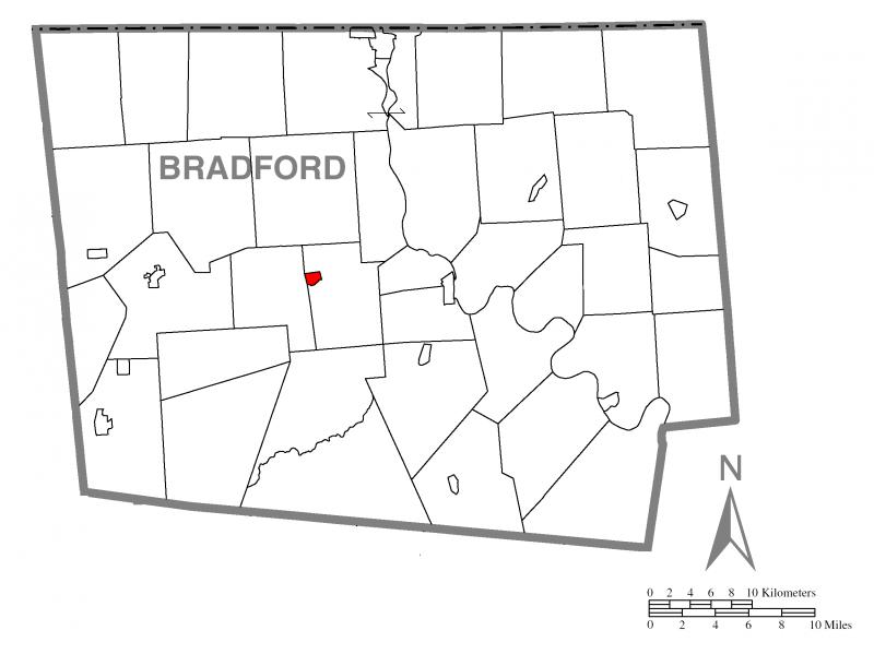  Map of Burlington, Bradford County, Pennsylvania Highlighted