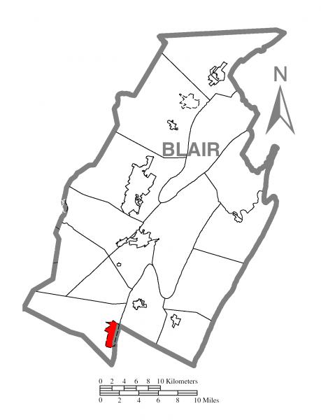  Map of Claysburg, Blair County, Pennsylvania Highlighted