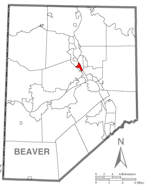  Map of Fallston, Beaver County, Pennsylvania Highlighted