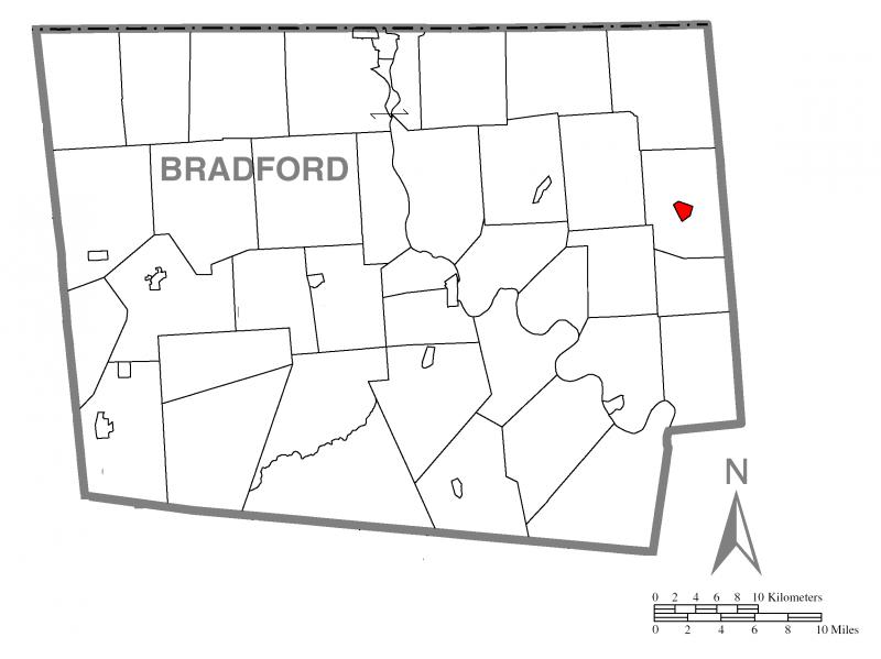  Map of Le Raysville, Bradford County, Pennsylvania Highlighted