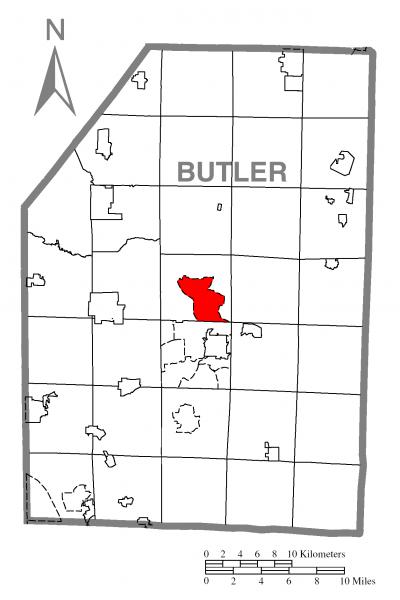  Map of Shanor- Northvue, Butler County, Pennsylvania Highlighted