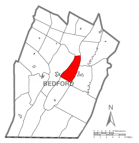  Map of Snake Spring Township, Bedford County, Pennsylvania Highlighted