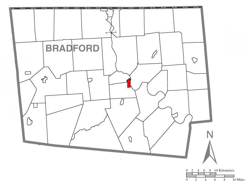  Map of Towanda, Bradford County, Pennsylvania Highlighted