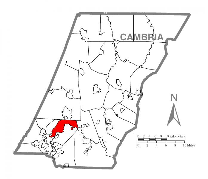  Map of East Taylor Township, Cambria County, Pennsylvania Highlighted