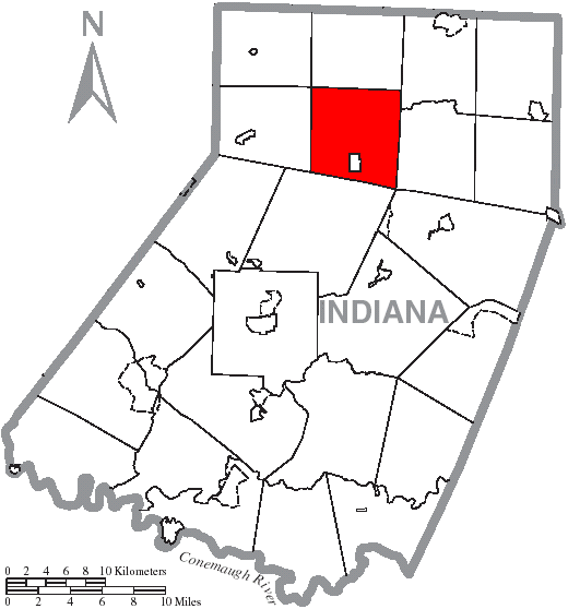  Map of Indiana County, Pennsylvania Highlighting East Mahoning Township