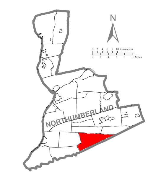  Map of Northumberland County Pennsylvania Highlighting Upper Mahanoy Township