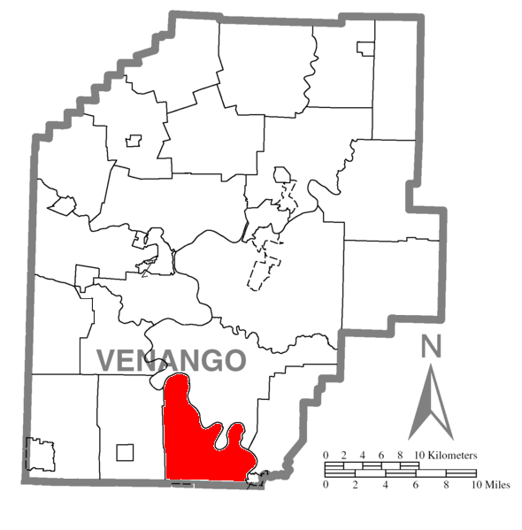  Map of Venango County Pennsylvania Highlighting Scrubgrass Township