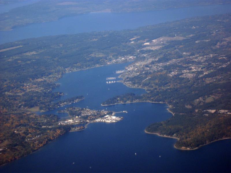  Aerial view of Keyport and Olympic Peninsula facing west from Port Orchard Bay